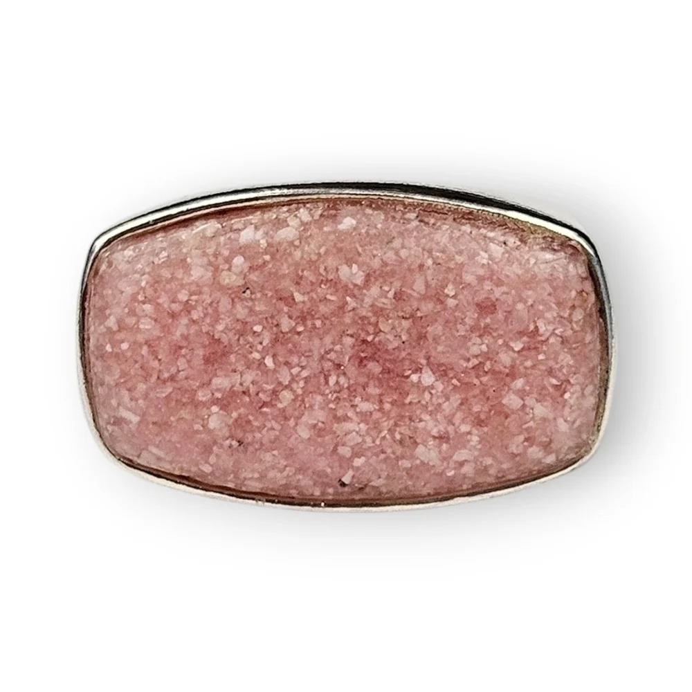 Coleman Co Pink Sterling Ring Reconstituted Rose Quartz Signet Vtg 925 Silver 7
